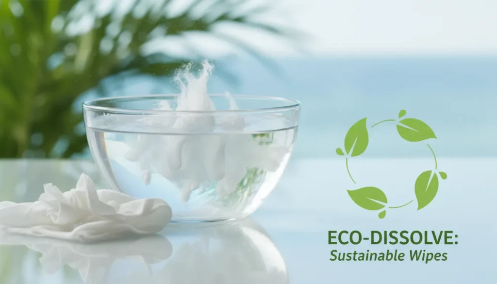 Degradation schematic of flushable nonwoven materials in water