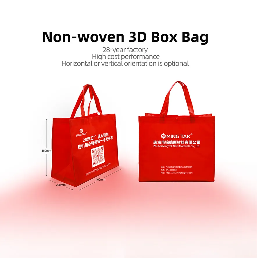 Mingtak Custom Non-woven 3D Box Bag for Supermarket Grocery Use